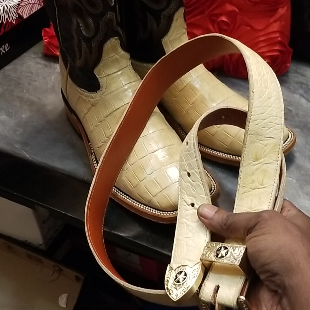 Custom Made Exotic Croc Boots With Matching Belt - image 6